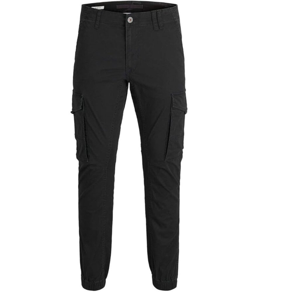 NEW Jack & Jones Men's Black Slim Fit Organic Cotton Cargo Pants Size 30W x 32L